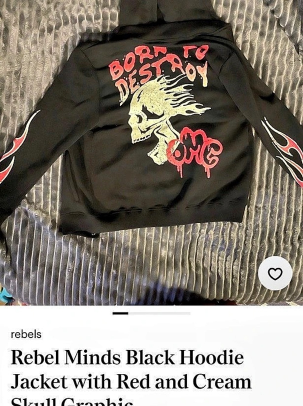 Rebel Minds Hoodie Jacket Black Graphic Size Small NWT